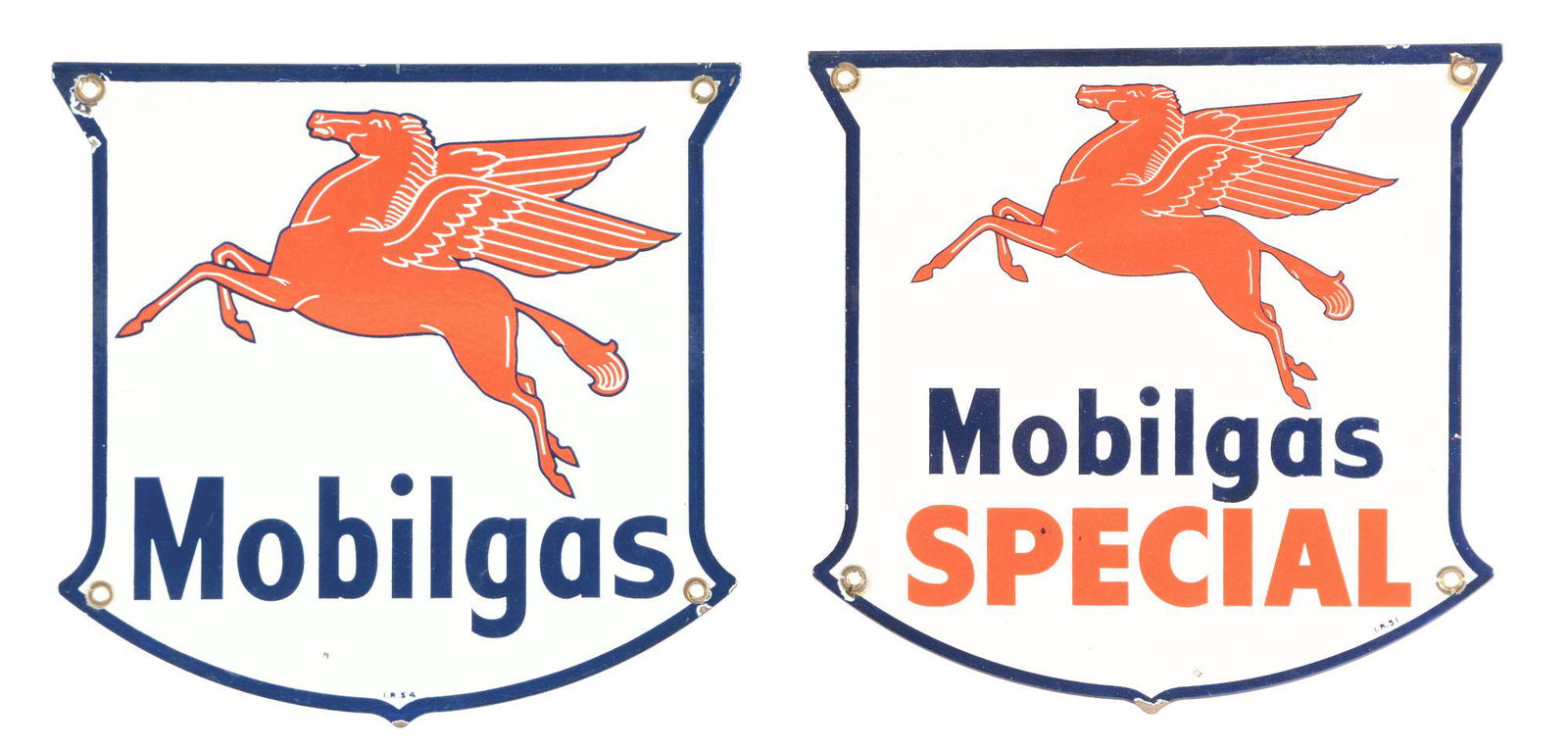 Lot Of 2: Mobil Gasoline Porcelain Pump Plates. (1 of 2)