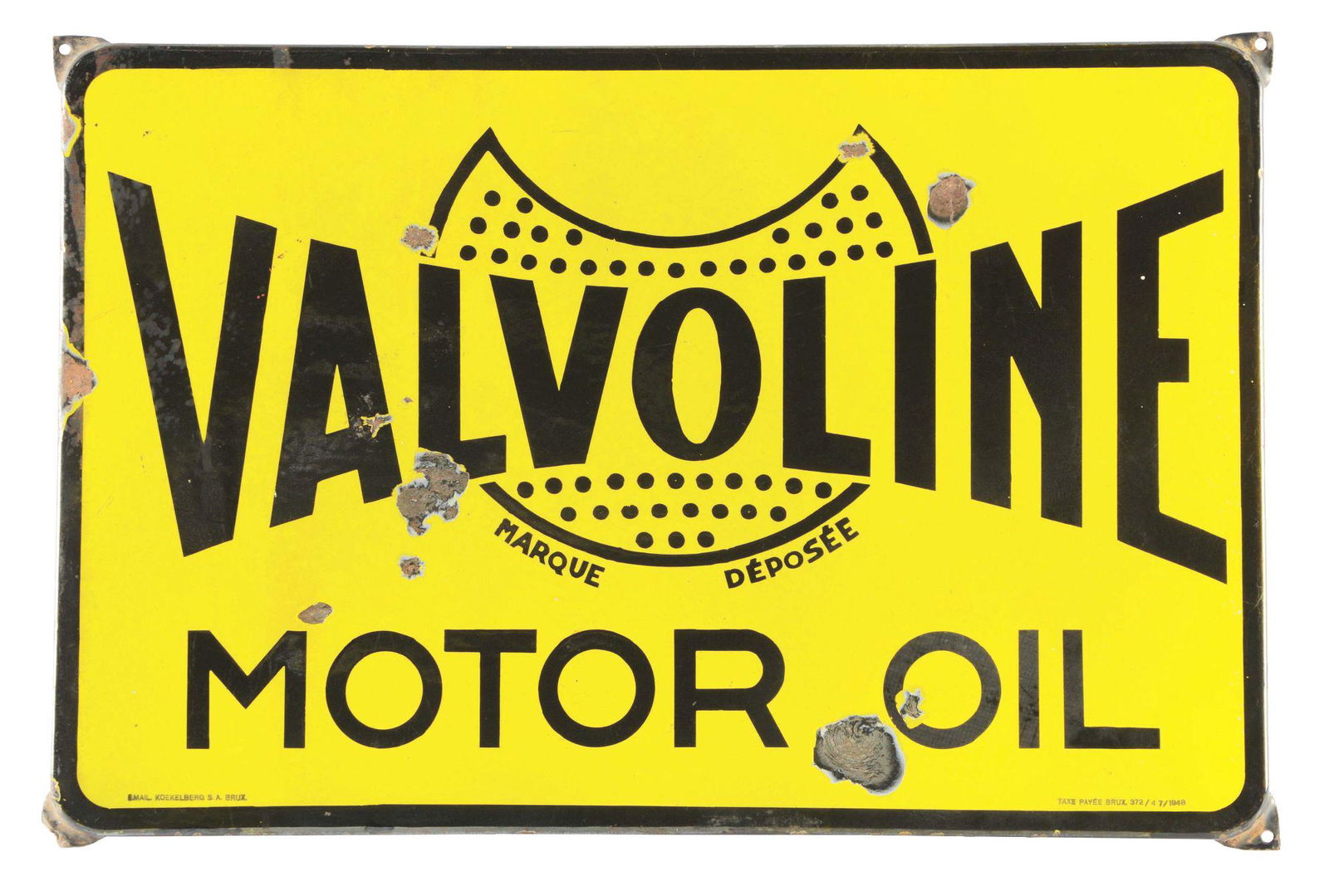 Valvoline Motor Oil Porcelain Sign W/ Self Framed Edge. (1 of 2)