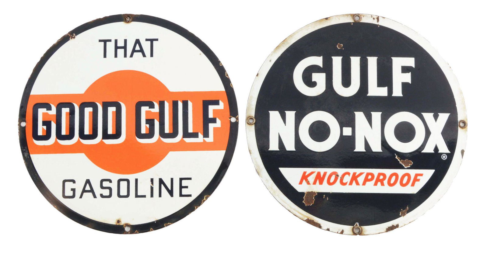 Lot Of Two: Gulf Gasoline Porcelain Pump Plates. (1 of 2)