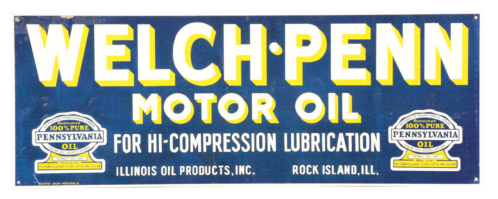 Welch Penn Motor Oil Tin Sign. (1 of 2)