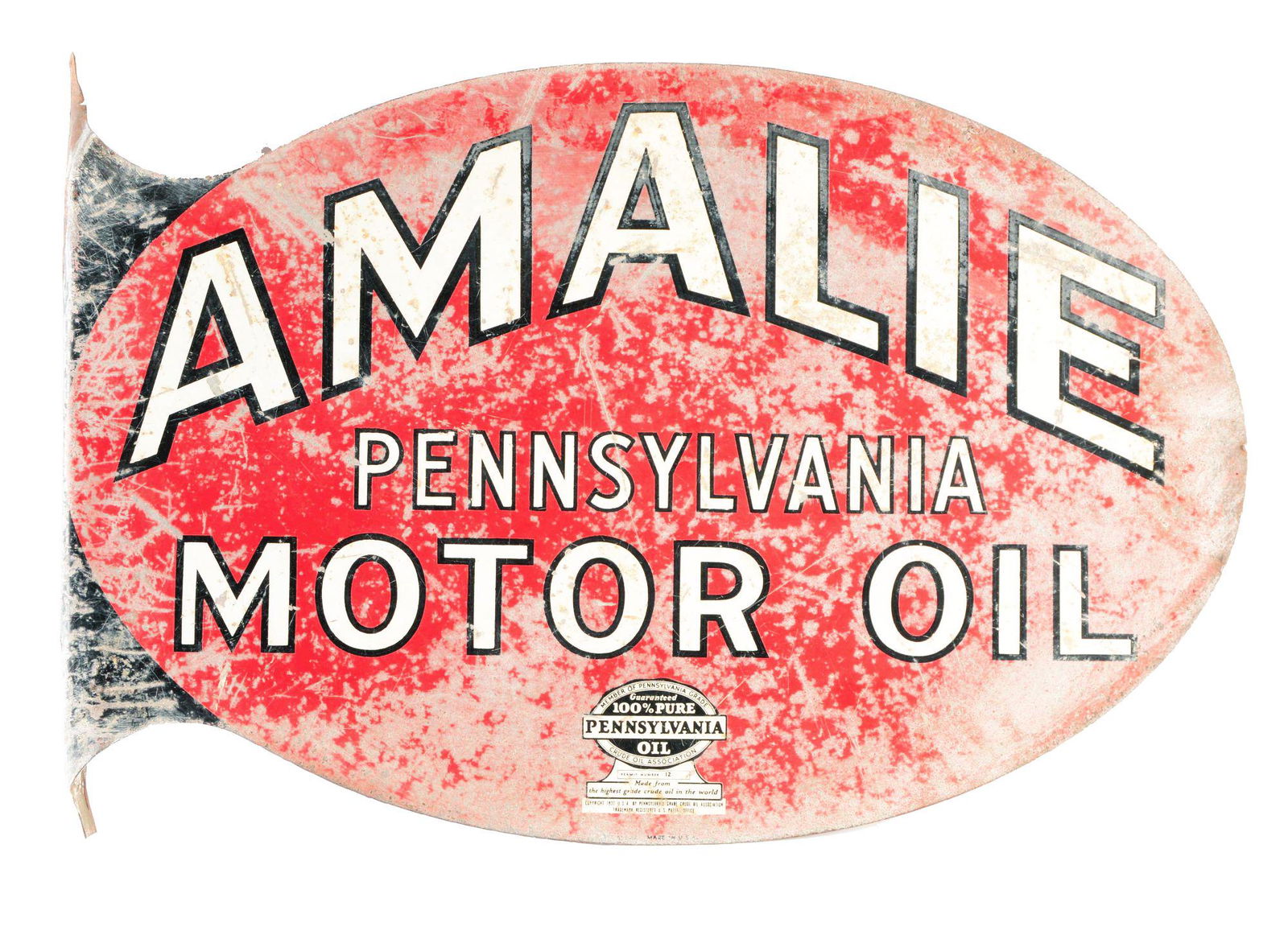Amalie Motor Oil Tin Flange Sign. (1 of 2)