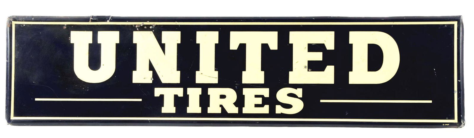 United Tires Embossed Tin Sign W/ Self Framed Edge. (1 of 2)