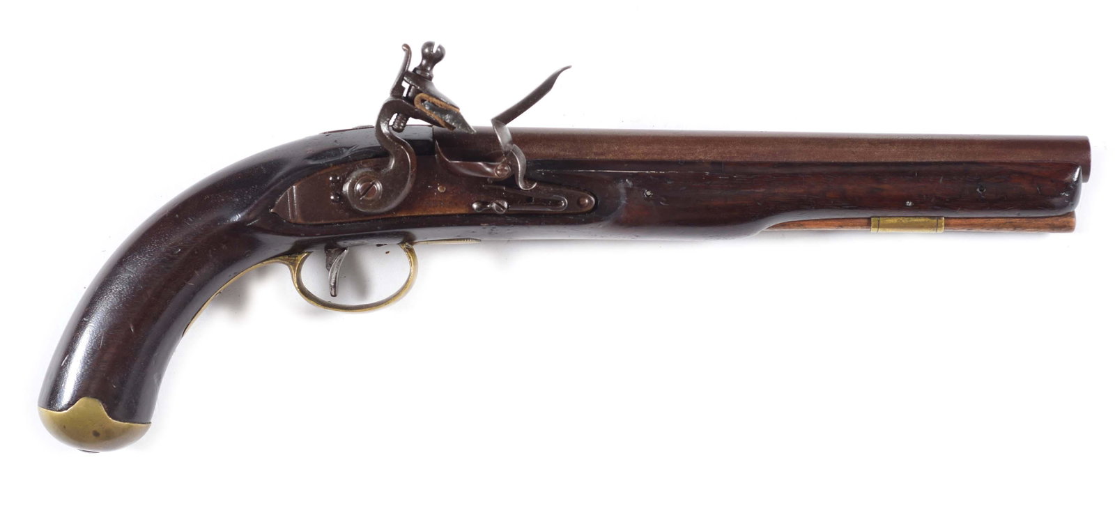 (A) J. HENRY NAVY FLINTLOCK BELT PISTOL.: For a similar example, see pages 204 and 205, number 97 in "Historic Pistols" by Samuel E. Smith and Edwin W. Bitter. This is one of the almost unknown 1812 Contract pistols supplied by to the US Navy