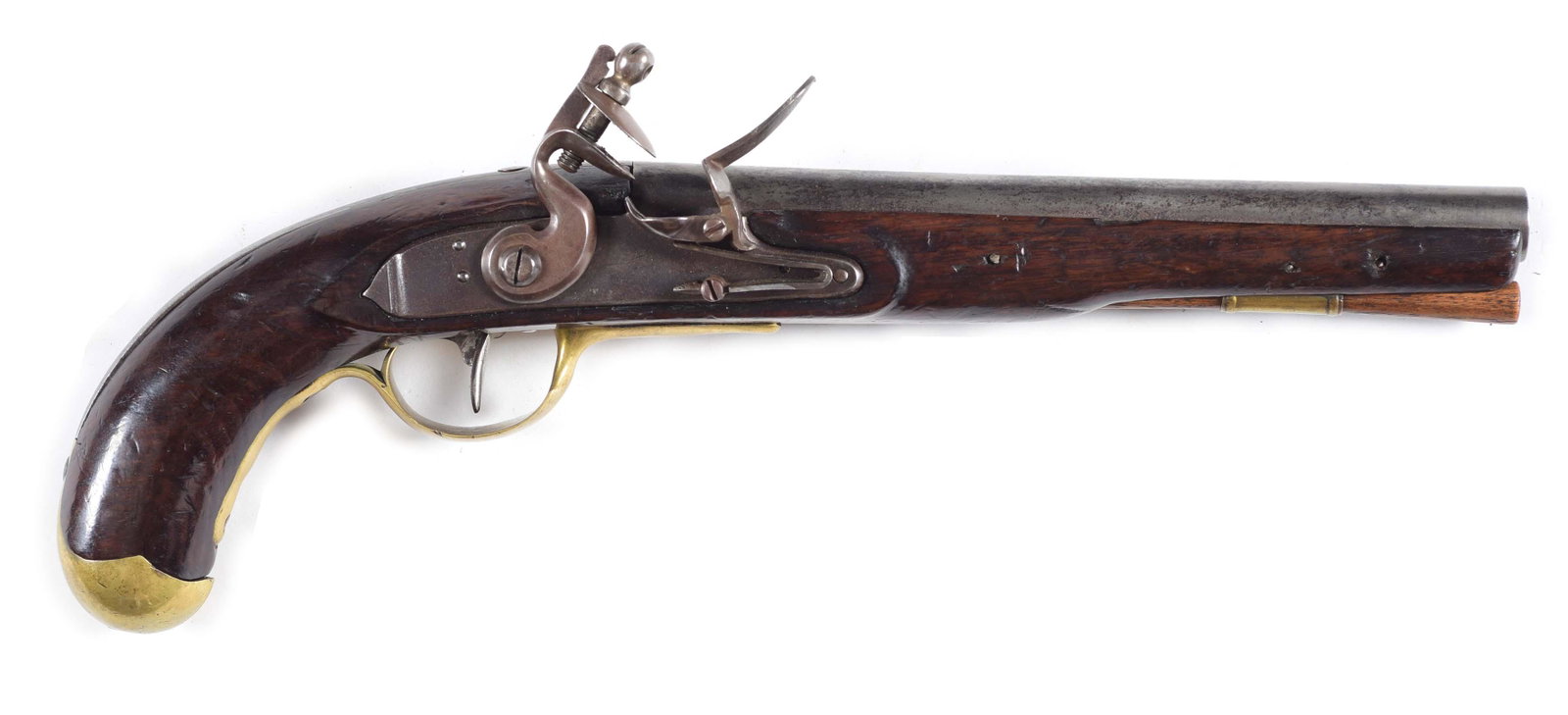 (A) FLINTLOCK NAVY PISTOL BY T. FRENCH.: For a similar example with the same markings, see number 125 on pages 262-263 of "Historic Pistols" by Samuel E. Smith and Edwin W. Bitter. All French pistols were made in Canton, Massachusetts betwee