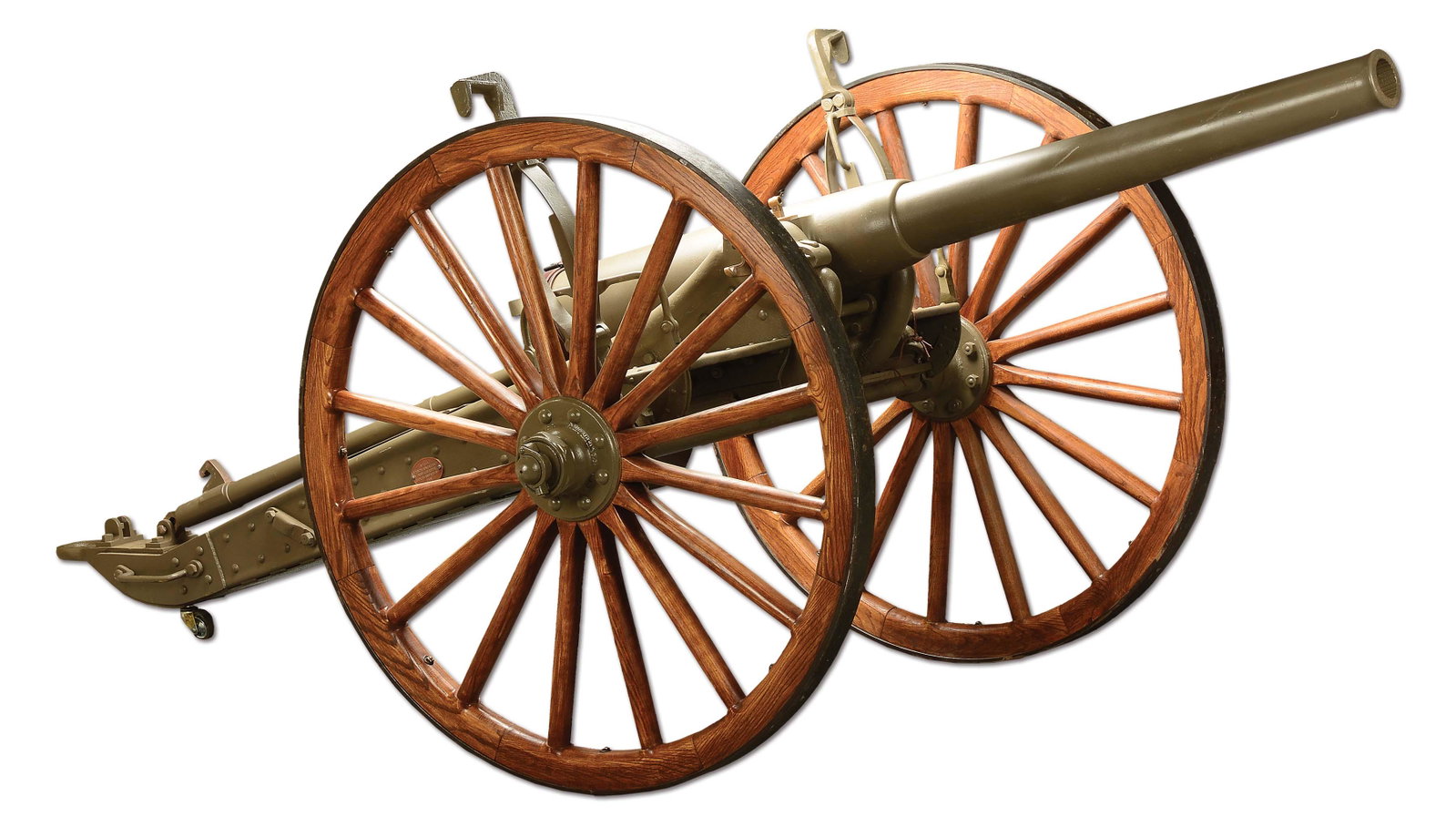 (A) VERY ATTRACTIVE WATERVLIET ARSENAL 1898 DATED TUBE: Great looking model 1898 Watervliet arsenal cannon (tube #170) on original Rock Island Armory carriage with data plate (#153) with 1901 date. Carriage has operating elevation gear, bore swabs, and ori