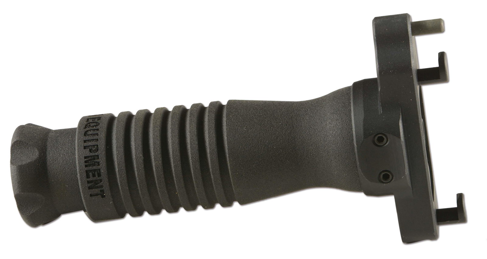 R/M EQUIPMENT M-16 VERTICAL FOREGRIP.: This clever foregrip, designed by RM Equipment, is designed to attach to M16 style rifles that lack an attachment rail by attaching instead to two of the ventilation ports in the forearm. The foregrip