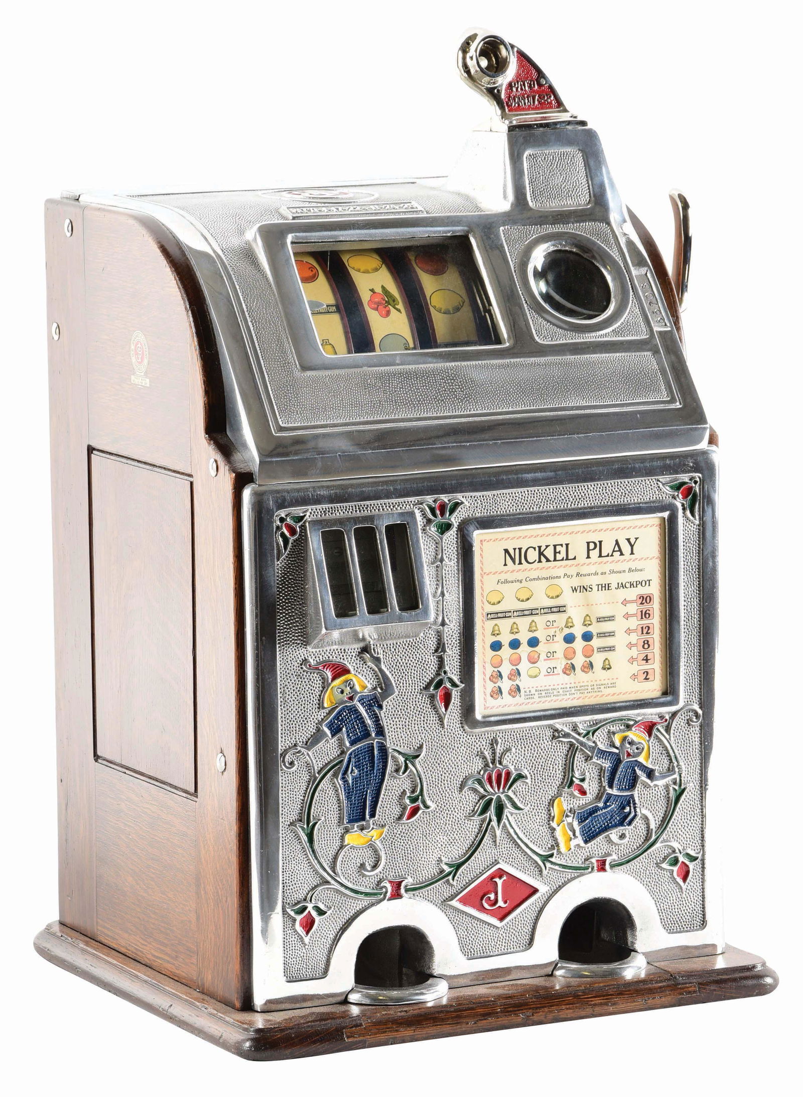 5¢ OD. JENNINGS DUTCH BOY JACKPOT BELL SLOT MACHINE. (1 of 5)