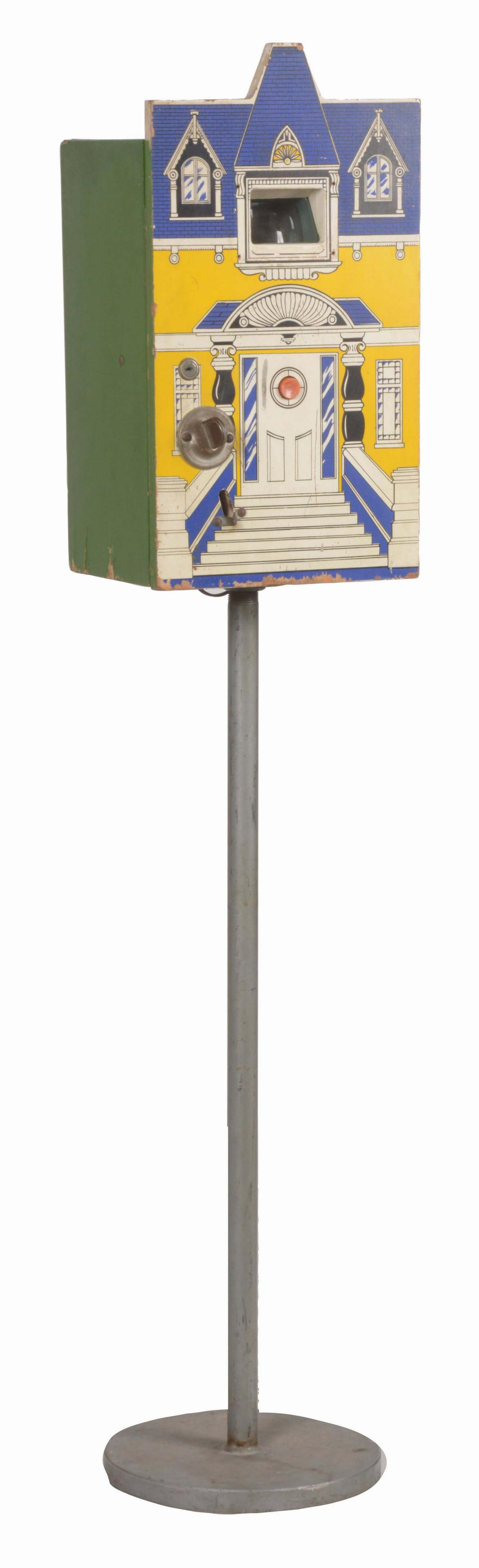 10¢ DOOR BELL GIRLIE SHOW ARCADE GAME ON STAND. (1 of 7)