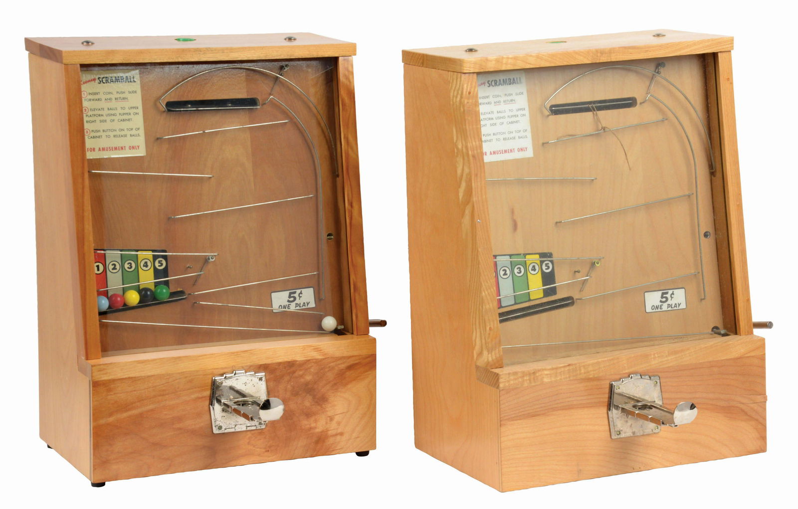 LOT OF 2: 5¢ KEENEY SCRAMBALL MACHINES. (1 of 5)