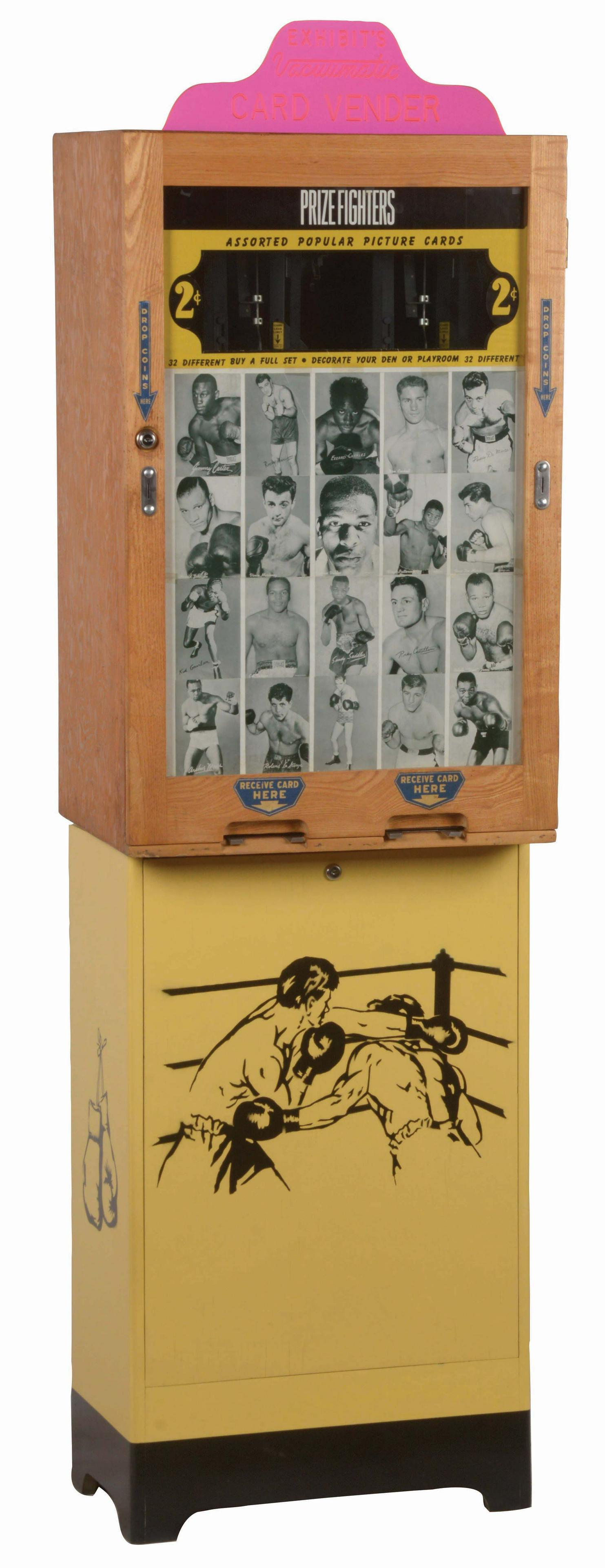 2¢ "PRIZE FIGHTERS" PICTURE CARDS MACHINE ON BASE. (1 of 5)