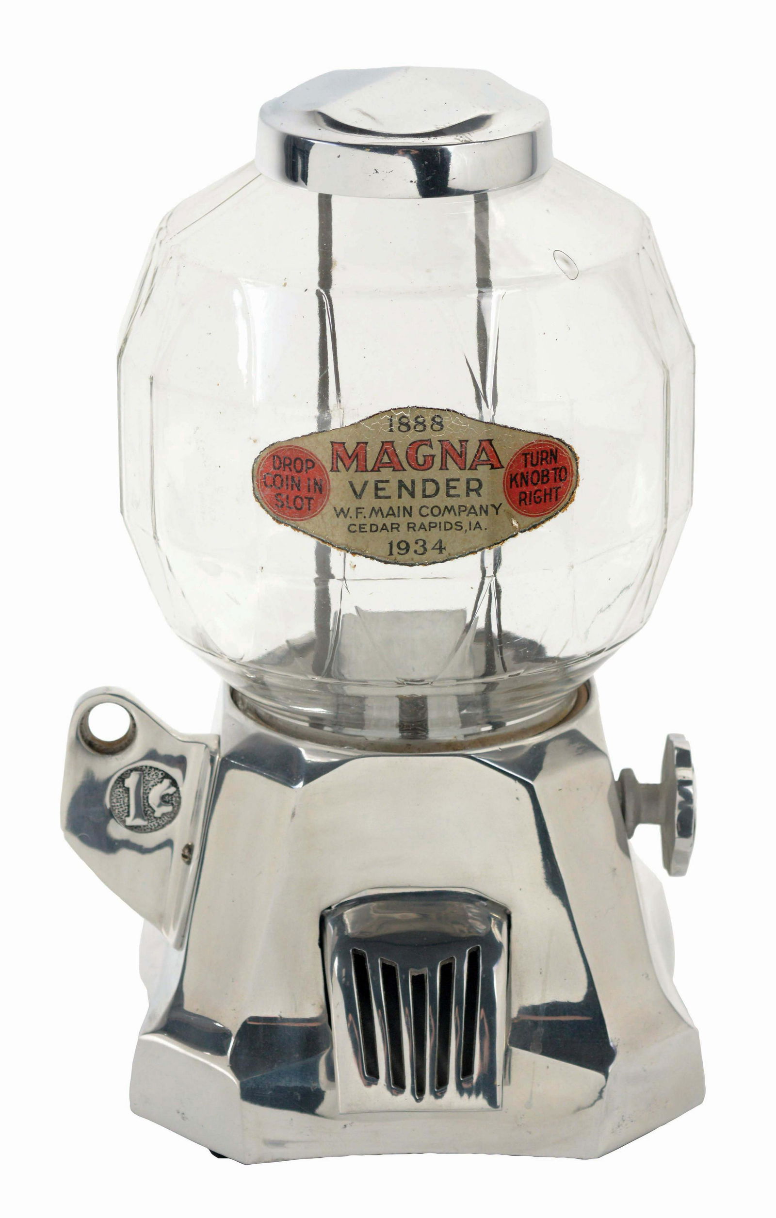 1¢ NATIONAL MFG. CO. "MAGNA VENDOR" VENDING MACHINE. (1 of 2)