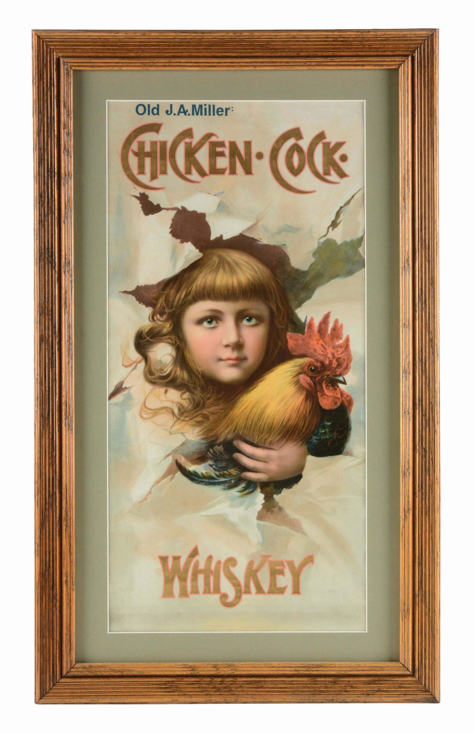 CHICKEN COCK WHISKEY SIGN. (1 of 2)