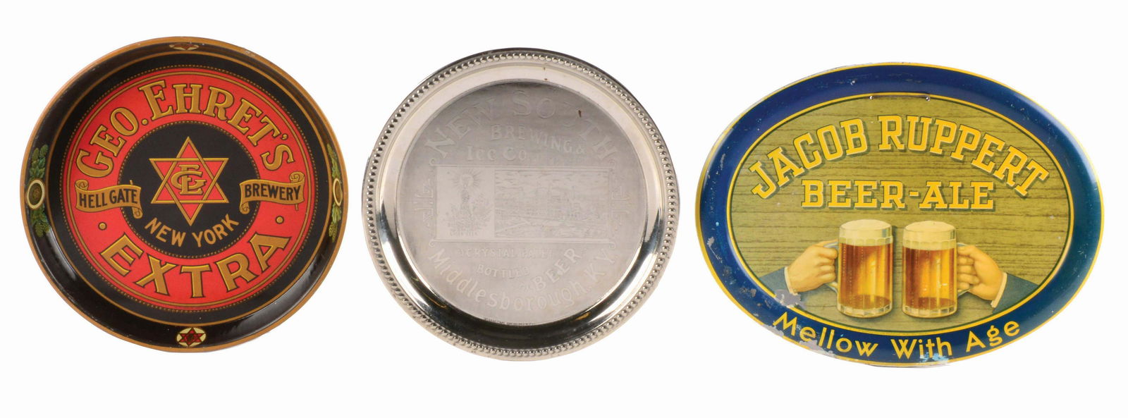 LOT OF 3: BEER RELATED ADVERTISING TRAYS & SIGN. (1 of 3)