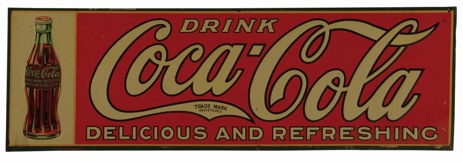 1929 EMBOSSED TIN COCA-COLA ADVERTISING SIGN. (1 of 4)
