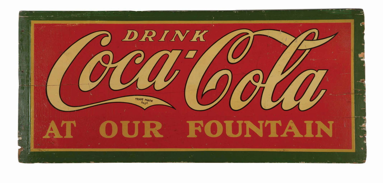 LARGE WOODEN COCA-COLA ADVERTISING SIGN CIRCA 1920. (1 of 3)