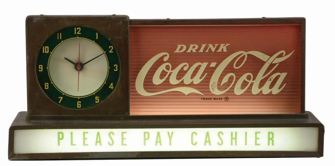 COCA-COLA CLOCK & LIGHT-UP COUNTER TOP SIGN. (1 of 3)