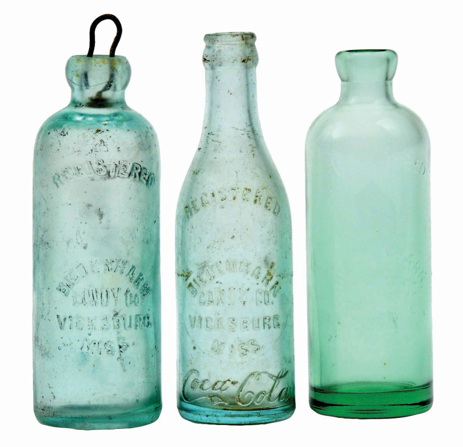 LOT OF 3: MISSISSIPPI COCA-COLA BOTTLES.: Excellent condition. Condition (Excellent). Dimensions Largest: 7 - 3/4" x 2 - 1/4".