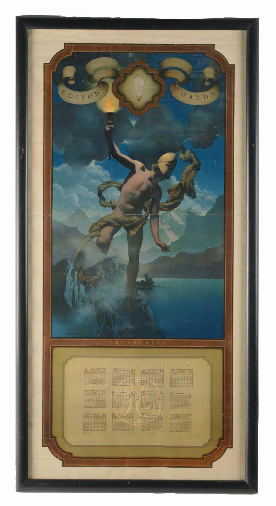 1919 EDISON MAZDA LAMPS MAXFIELD PARRISH CALENDAR. (1 of 3)
