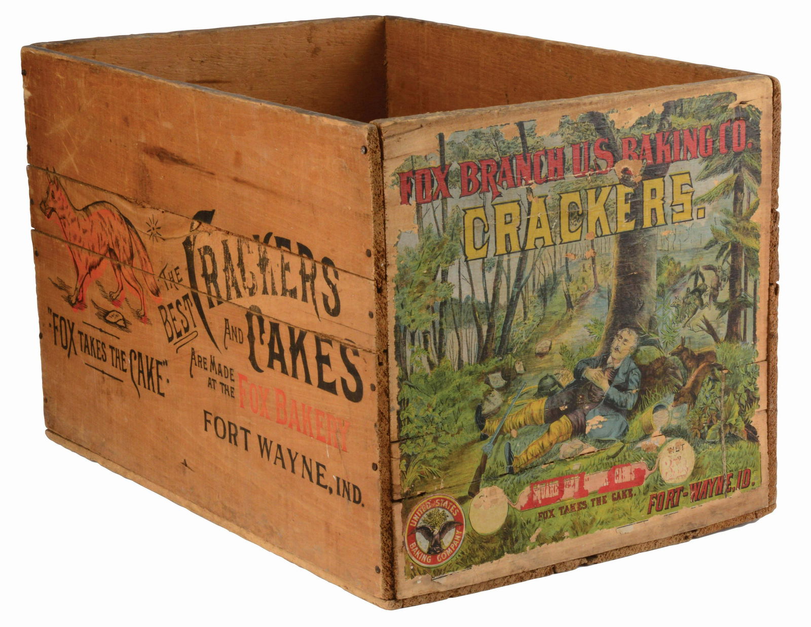 FOX BAKERY CRACKERS AND CAKES ADVERTISING WOODEN CRATE. (1 of 5)