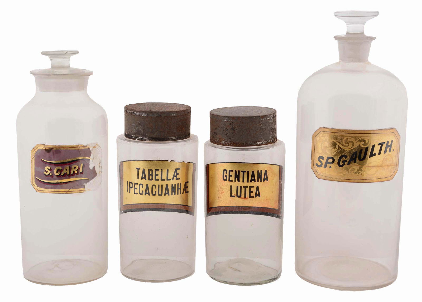 LOT OF 6: APOTHECARY JARS. (1 of 2)