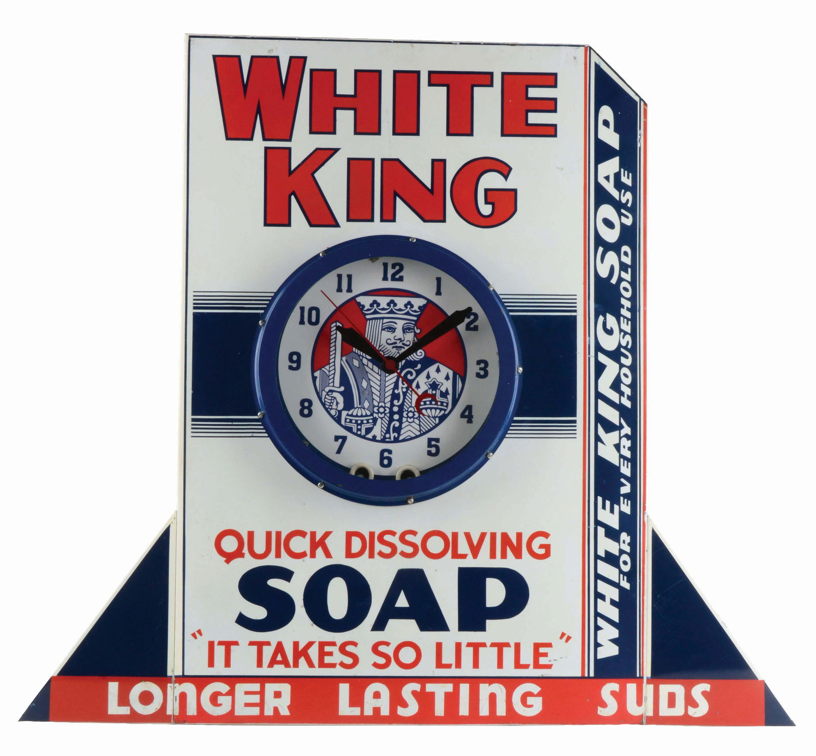 PORCELAIN WHITE KING SOAP CLOCK. (1 of 2)