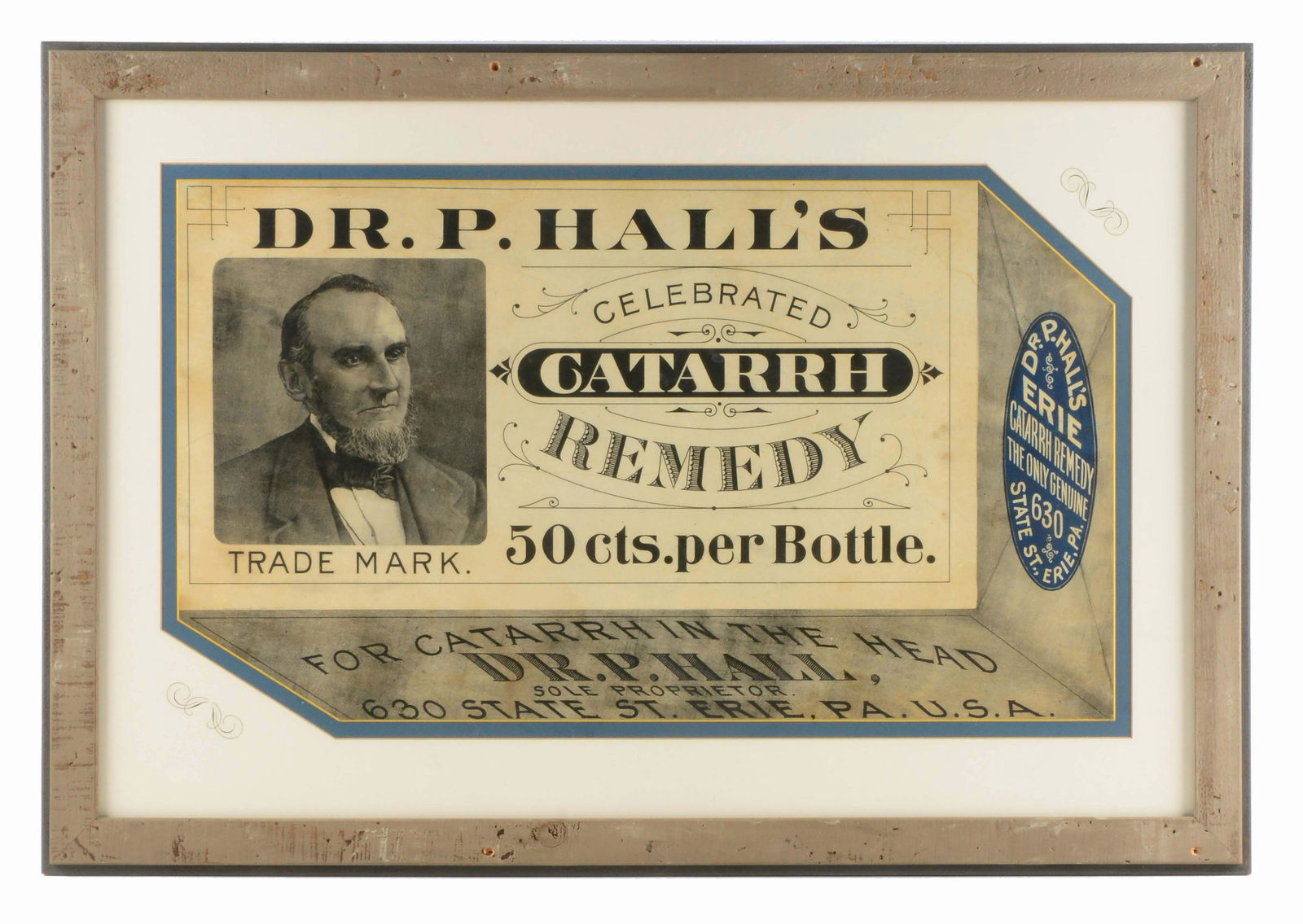 DR. P. HALL'S CATARRH REMEDY ADVERTISING SIGN. (1 of 2)