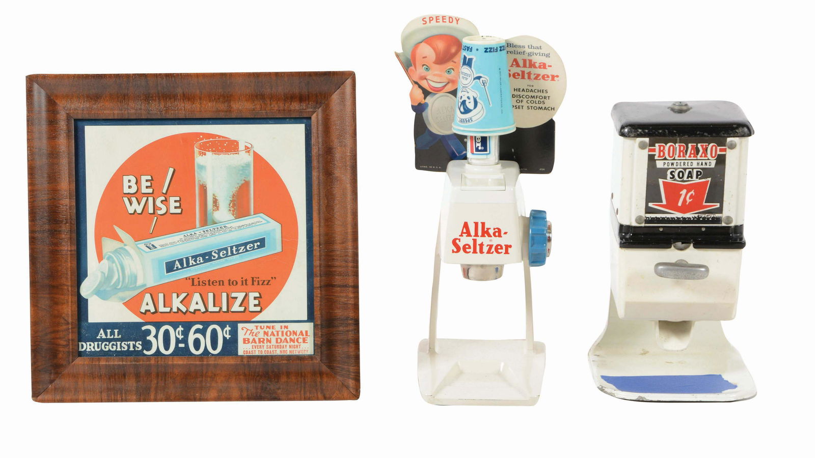 LOT OF 3: ALKA SELTZER DISPENSER WITH FRAMED (1 of 2)
