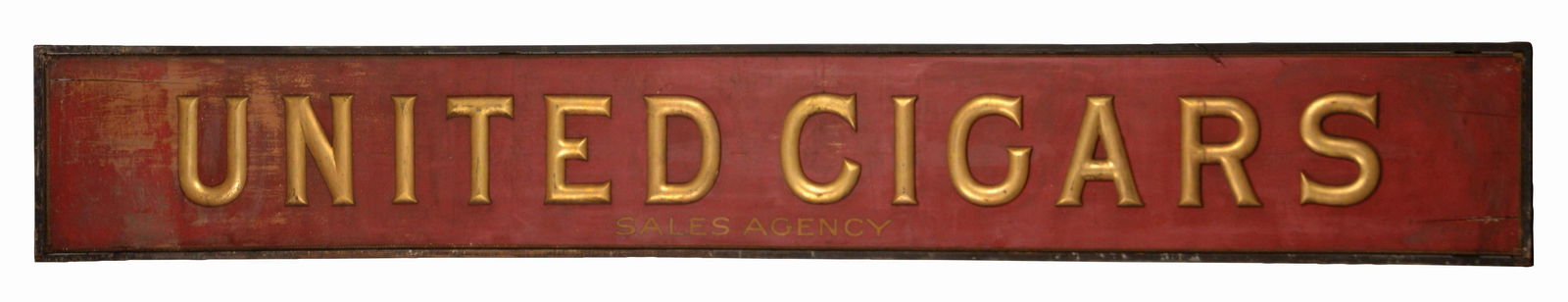 LARGE UNITED CIGARS ADVERTISING TRADE SIGN. (1 of 2)