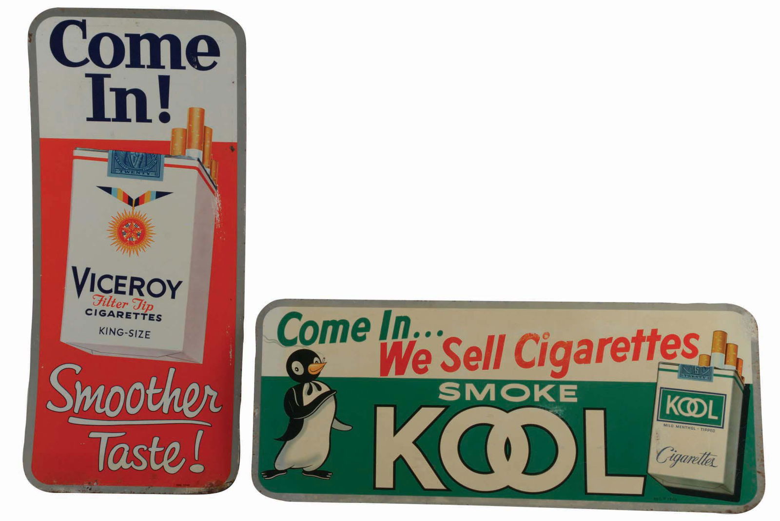 LOT OF 2: VICEROY & KOOL TIN CIGARETTE ADVERTISING (1 of 4)