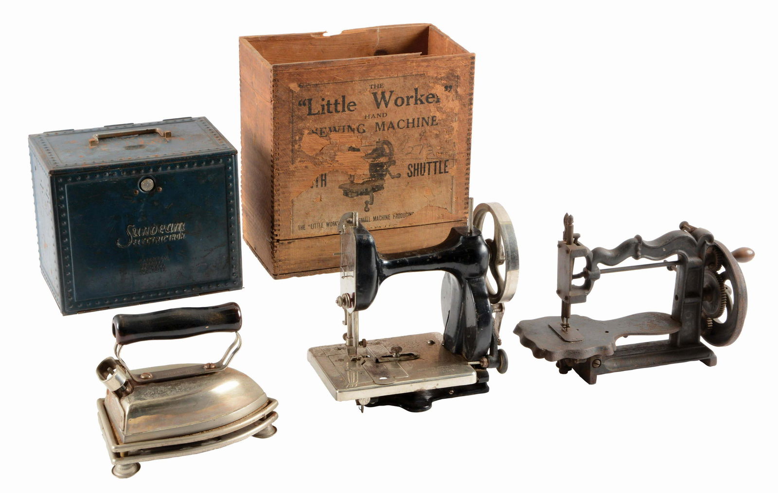 LOT OF 3: SUNBEAM IRON AND 2 SEWING MACHINES. (1 of 4)