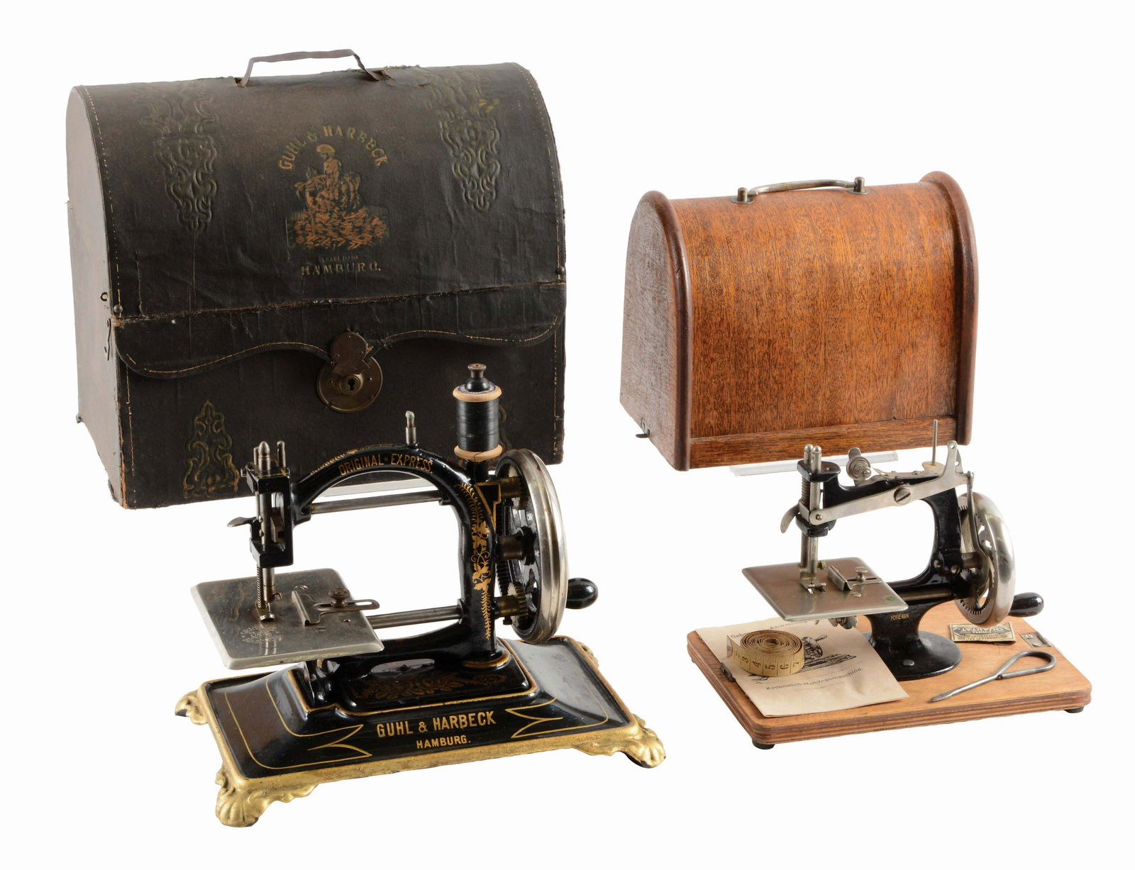 LOT OF 2: SEWING MACHINES BY GUHL AND HARBECK. (1 of 4)