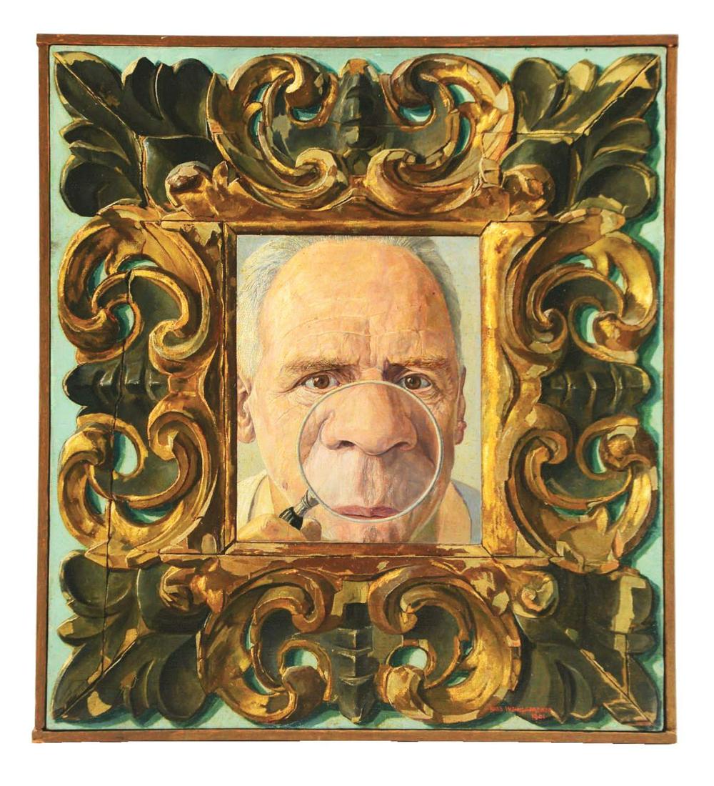 HANS WEINGAERTNER (AMERICAN, 1896 - 1970) SELF PORTRAIT: Provenance: The Diane Frisoli Nolan collection.Artist: HANS WEINGAERTNER (American, 1896 - 1970)Condition: Very good to excellent. No damage, restoration or inpainting.Created: 1961Frame: Simple Wood