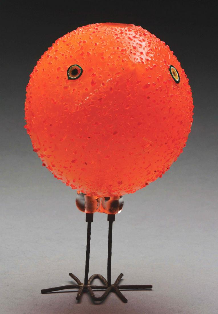 VISTOSI MURANO PULCINO ORANGE GLASS BIRD. (1 of 3)