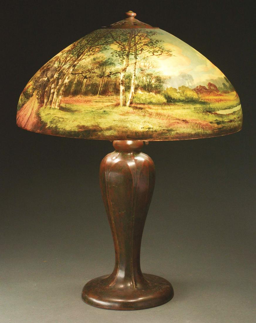 HANDEL REVERSE PAINTED TABLE LAMP. (1 of 8)