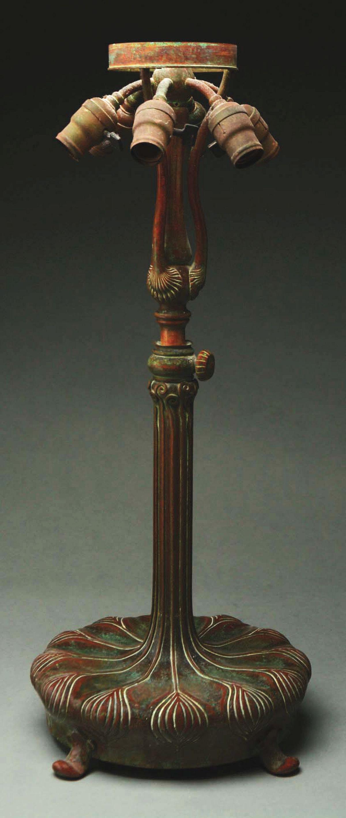 TIFFANY STUDIOS ADJUSTABLE LAMP BASE. (1 of 3)
