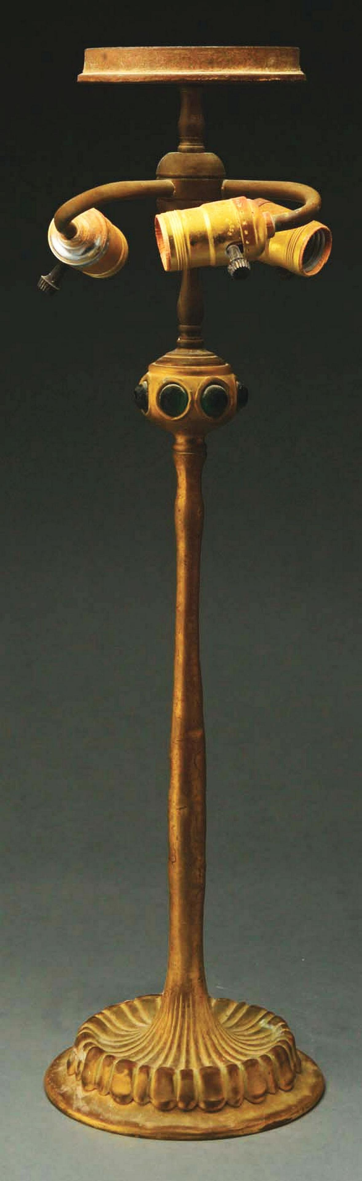 TIFFANY STUDIOS JEWELED LAMP BASE. (1 of 2)