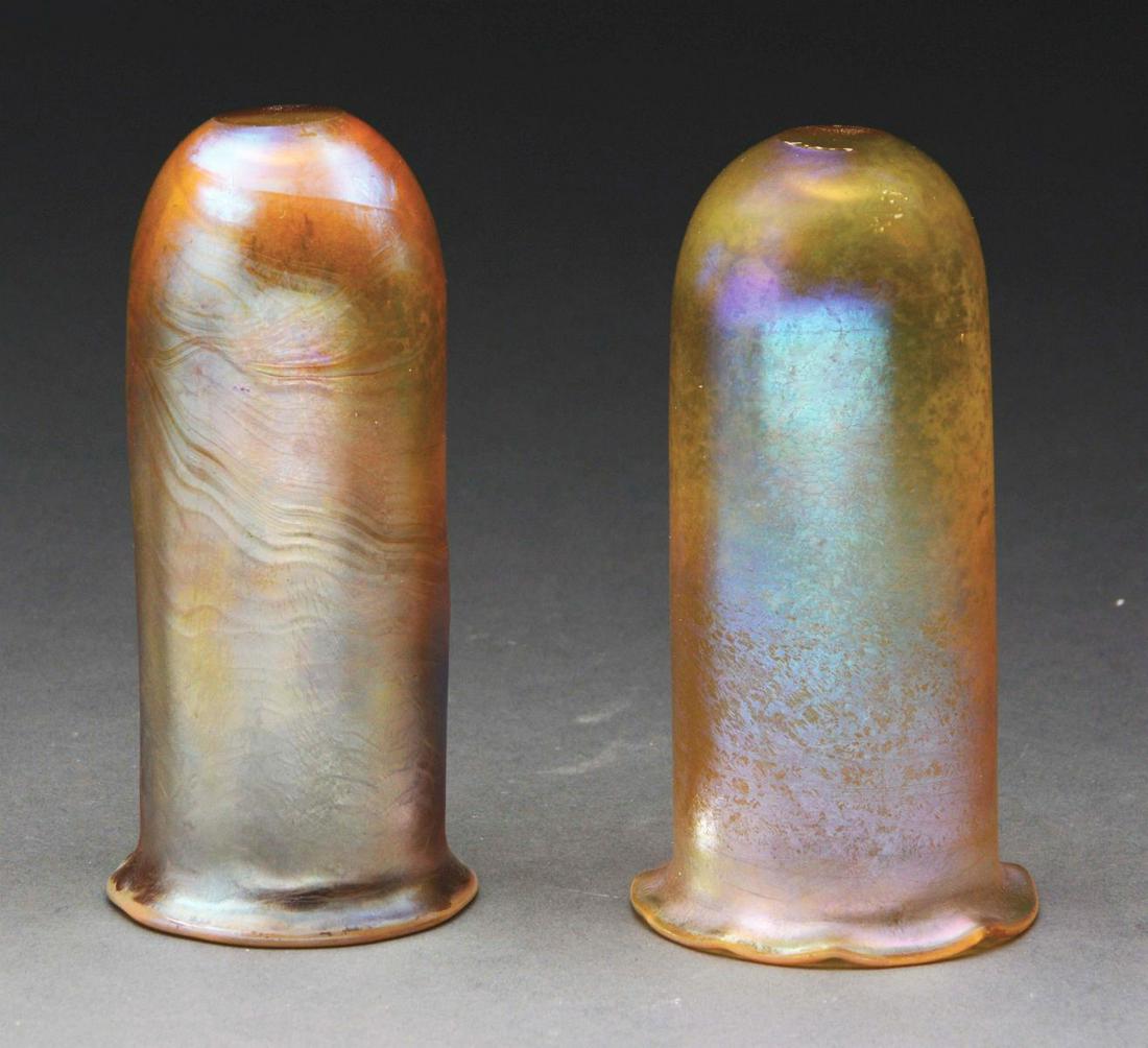LOT OF 2: PAIR OF RARE TIFFANY FAVRILE VASE INSERTS (1 of 5)
