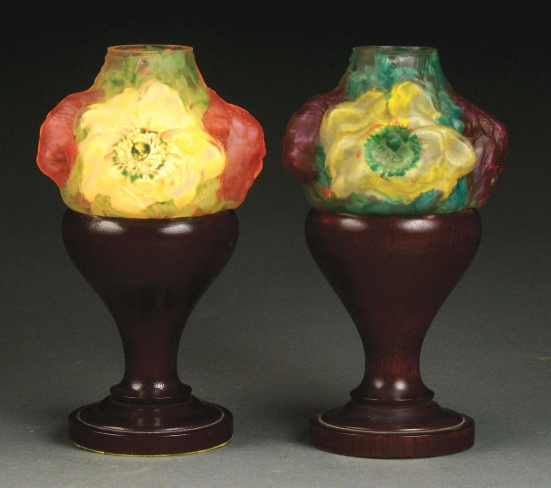 LOT OF 2: PAIRPOINT PUFFY CANDLE LAMPS. (1 of 6)