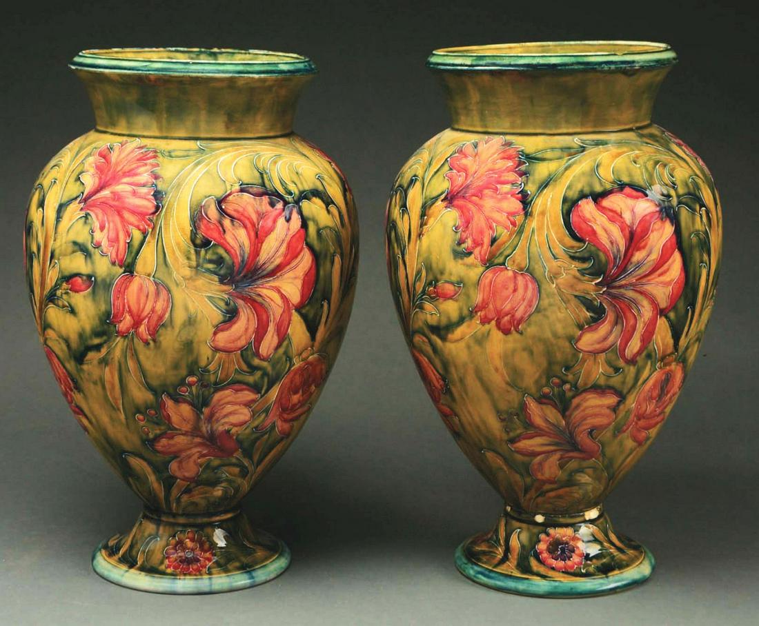 PAIR OF LARGE MOORCROFT VASES. (1 of 6)