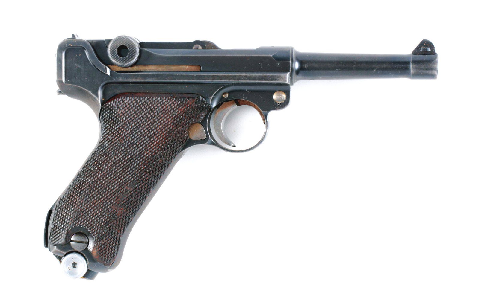 (C) MAUSER "S/42" CODE P.08 SEMI-AUTOMATIC PISTOL WITH: Mauser 1937 date "S/42" code P.08 Luger with holster and extra magazine. Retains its original waffenamt codes. All matching and non-import marked. Magazines do not match the gun or each other. Origina