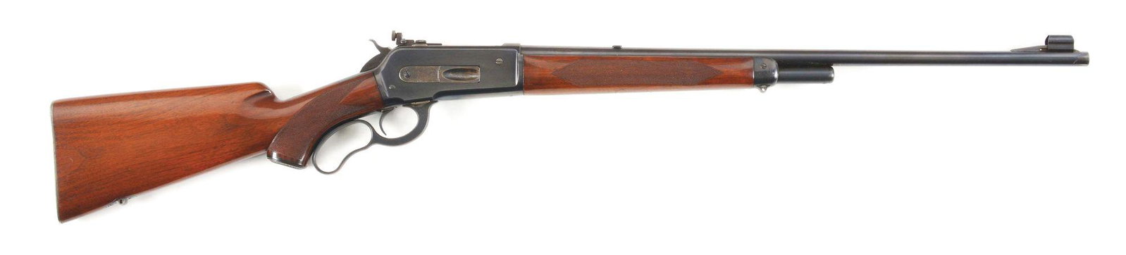 (C) HIGH CONDITION PRE-WAR WINCHESTER 71 DELUXE LEVER: 1936 vintage Model 71 Deluxe. Considering only 4 Model 71 rifles were built the first year of 1935, this is about the earliest Model 71 you are likely to find. Serial number 3823. Deluxe grade with ch