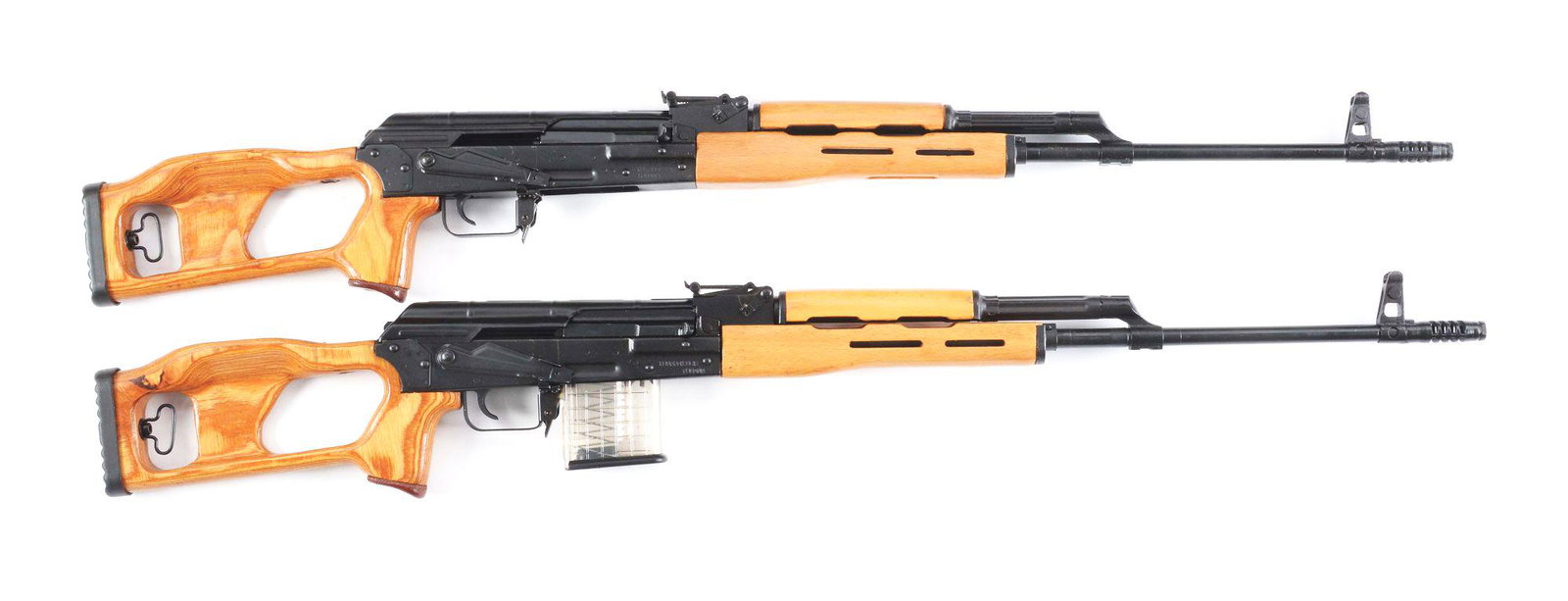(M) LOT OF TWO: ROMANIAN CUGIR SSG-97C SEMI AUTOMATIC: Lot consists of (A) Romanian CUGIR factory SSG-97C rifle. Imported in the late 1990's and into the early 2000's. Scope rail, no bayonet lug. "Interordance of America, LP/Monroe, NC" import mark on the