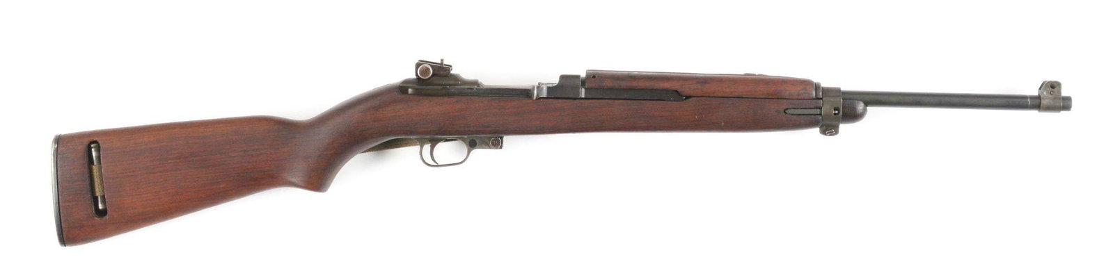 (C) WINCHESTER M1 CARBINE SEMI AUTOMATIC RIFLE.: Made by Winchester Repeating Arms between December 1943 and November 1944. "W" marked barrel with all internals being correct Winchester marked. Correct sights with unmarked correct sling swivel. Winc