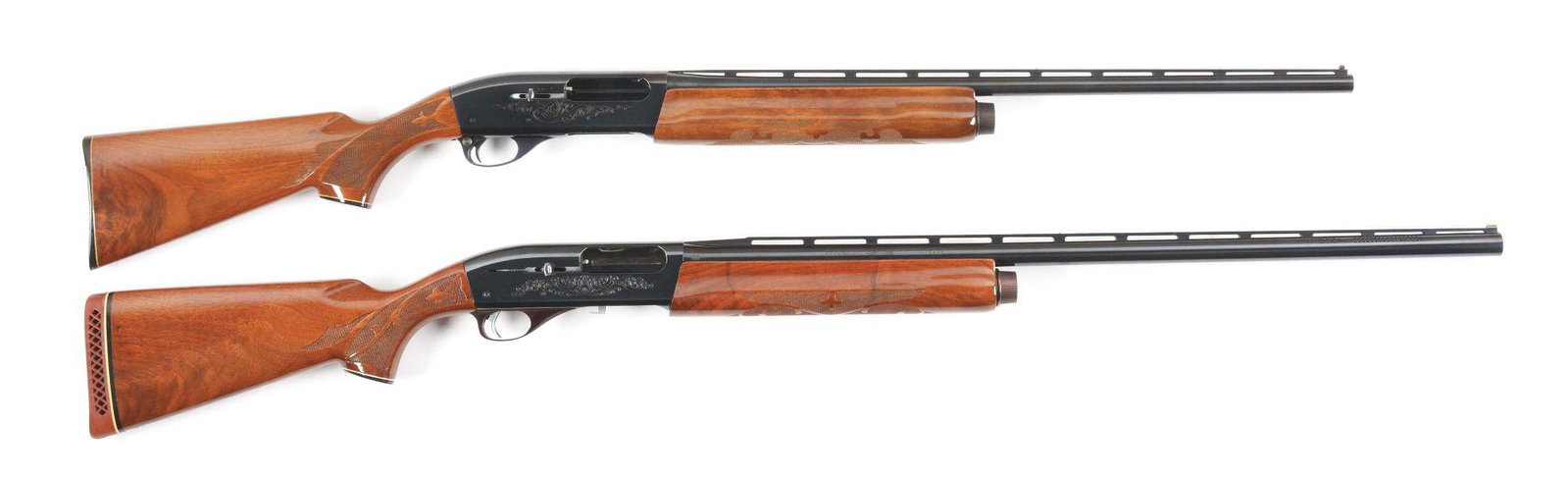 (M) LOT OF 2: REMINGTON SEMI AUTOMATIC SHOTGUNS.: Lot consists of: (A) Remington Model 1100 20-gauge, with 26" ventilated rib barrel. Skeet choke, 2 - 3/4" chamber. 14" length of pull to original buttplate. CONDITION: Excellent overall with 95-98% or