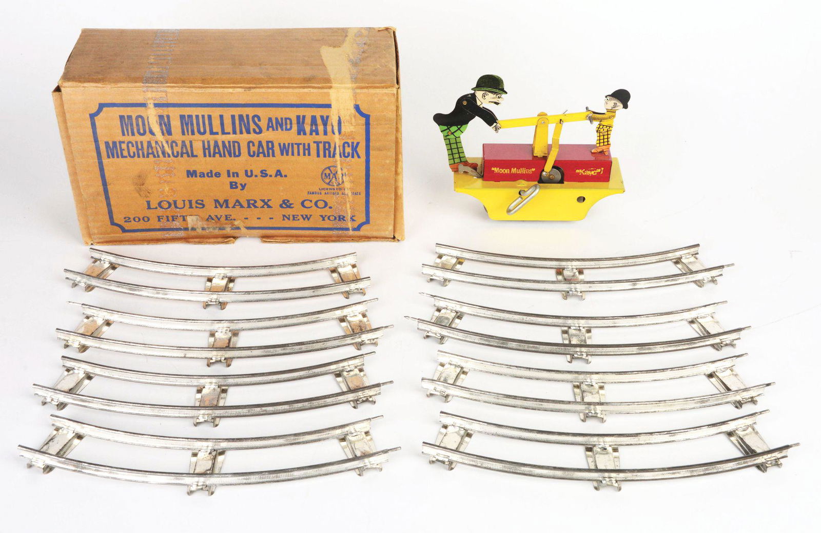 MARX MOON MULLINS & KAYO WIND-UP HANDCAR TOY. (1 of 4)