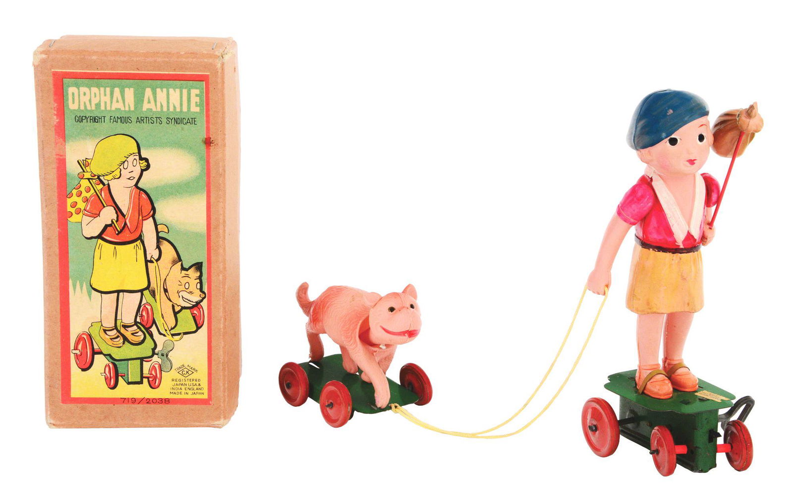 JAPANESE TIN-LITHO AND CELLULOID WIND-UP ORPHAN ANNIE (1 of 4)