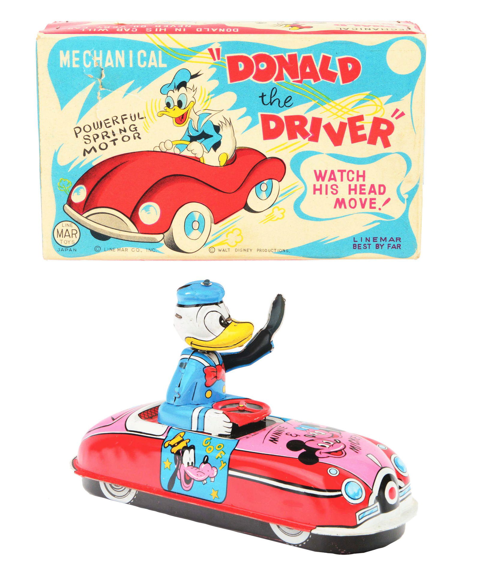 LINEMAR TIN-LITHO WIND-UP WALT DISNEY DONALD DUCK THE (1 of 6)