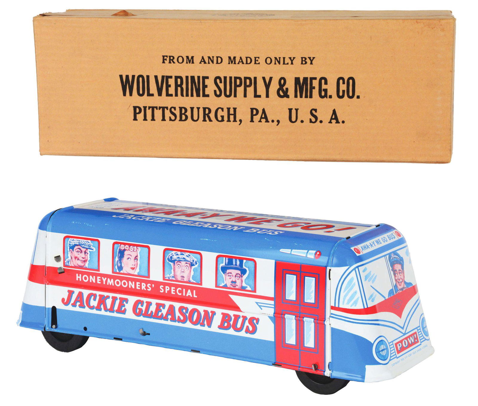 WOLVERINE TIN-LITHO JACKIE GLEASON BUS TOY WITH (1 of 2)