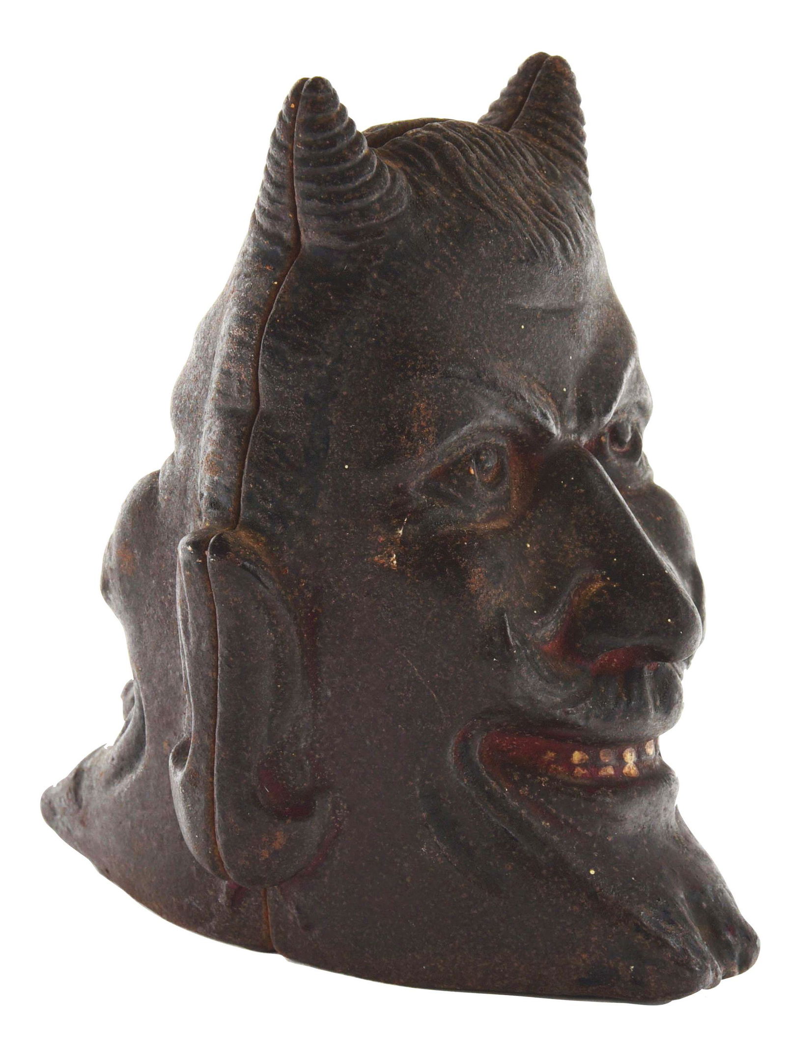 A.C. WILLIAMS TWO FACE DEVIL CAST IRON STILL BANK. (1 of 6)