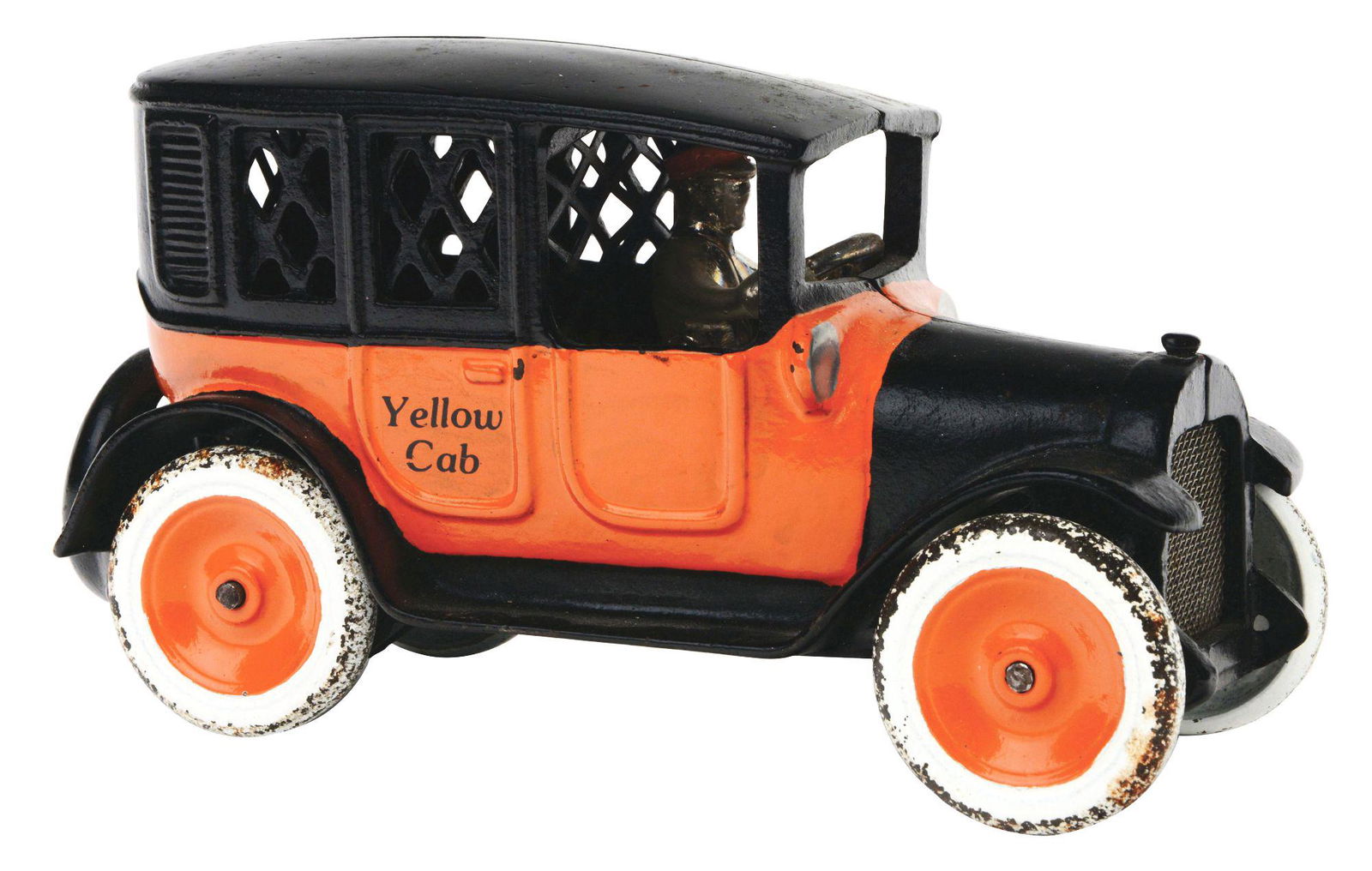 ARCADE CAST IRON YELLOW CAB BANK. (1 of 3)